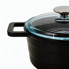 Lavonni 8" - 20cm Black Cast Iron Low Pot Black-Lid