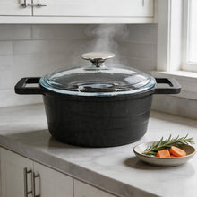 Lavonni 8" - 20cm Black Cast Iron Low Pot Black-Lid