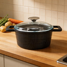Lavonni 8" - 20cm Black Cast Iron Low Pot Black-Lid
