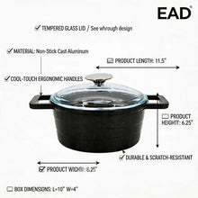 Lavonni 8" - 20cm Black Cast Iron Low Pot Black-Lid