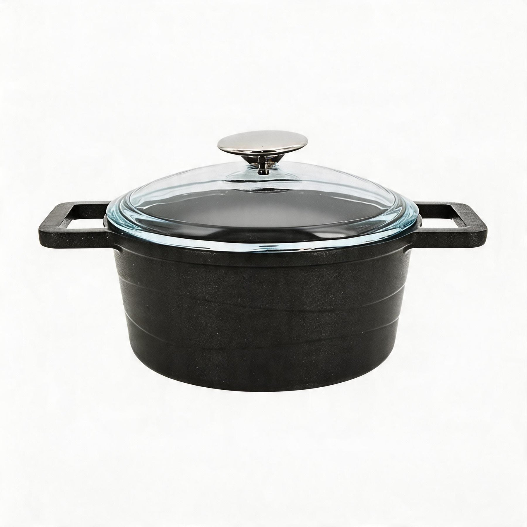 Lavonni 8" - 20cm Black Cast Iron Low Pot Black-Lid