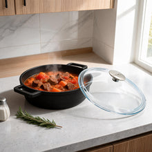 Lavonni 26CM Black Granite Low Pot Rounded
