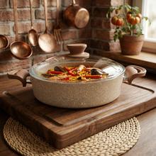 Lavonni 10.25"-26cm Beige Granite Low Pot Traditional