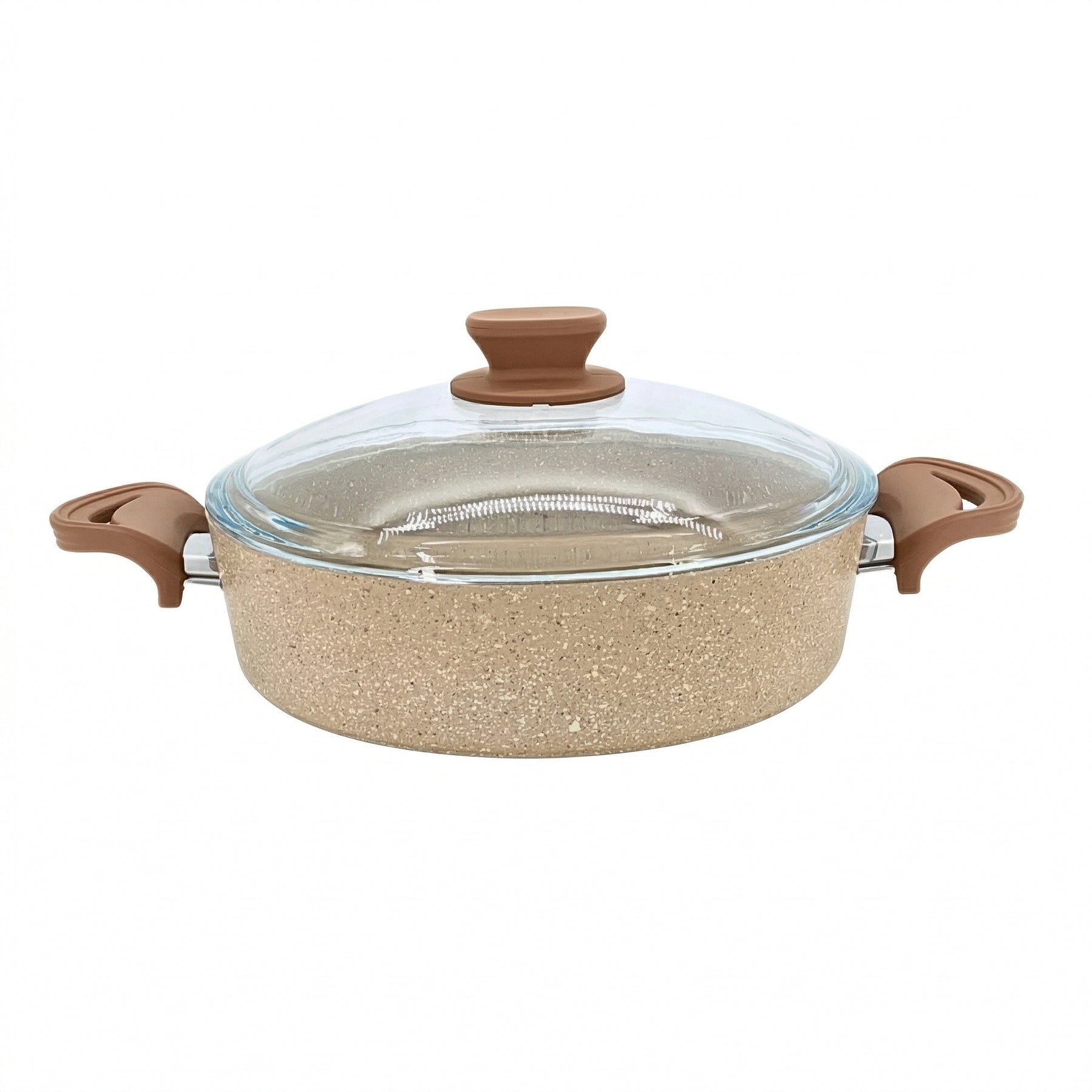 Lavonni 10.25"-26cm Beige Granite Low Pot Traditional