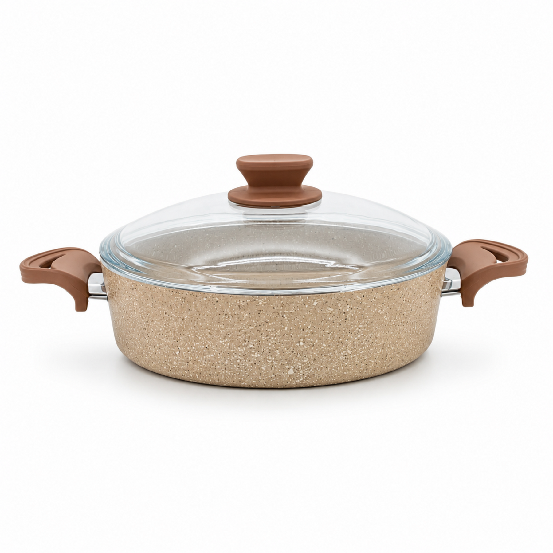 Lavonni 10.25"-26cm Beige Granite Low Pot Traditional