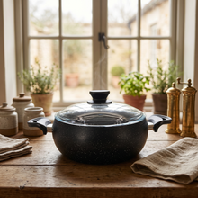 Lavonni 24CM Black Granite Deep Pot Rounded