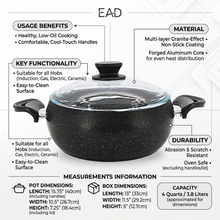 Lavonni 24CM Black Granite Deep Pot Rounded