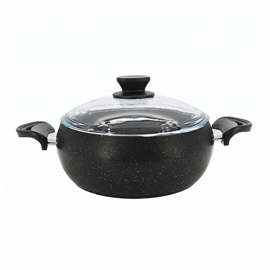 Lavonni 24CM Black Granite Deep Pot Rounded