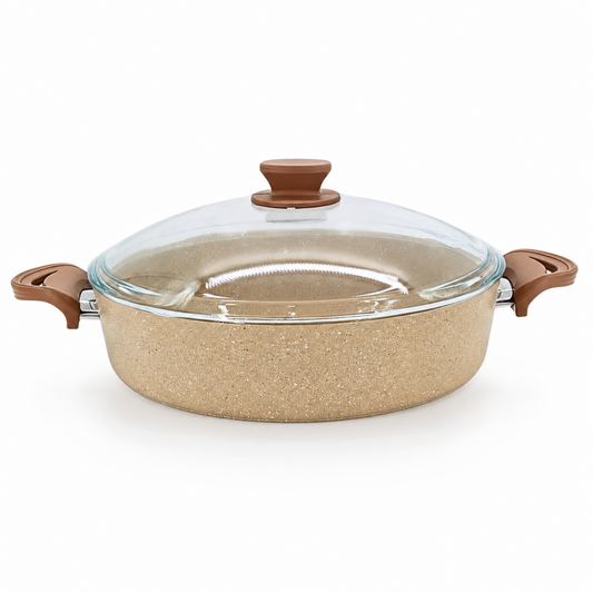 Lavonni 32CM Beige Granite Low Pot Traditional