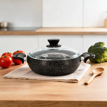 Lavonni 24CM Black Granite Low Pot Rounded