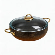 Lavonni 28CM Black-Gold Granite Low Pot Rounded