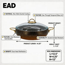 Lavonni 28CM Black-Gold Granite Low Pot Rounded