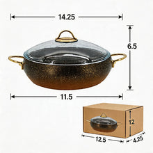 Lavonni 28CM Black-Gold Granite Low Pot Rounded