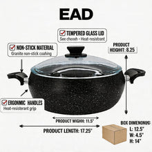 Lavonni 11" - 28cm Black Granite Deep Pot Rounded