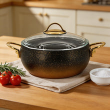 Lavonni 22CM Black-Gold Granite Deep Pot Rounded