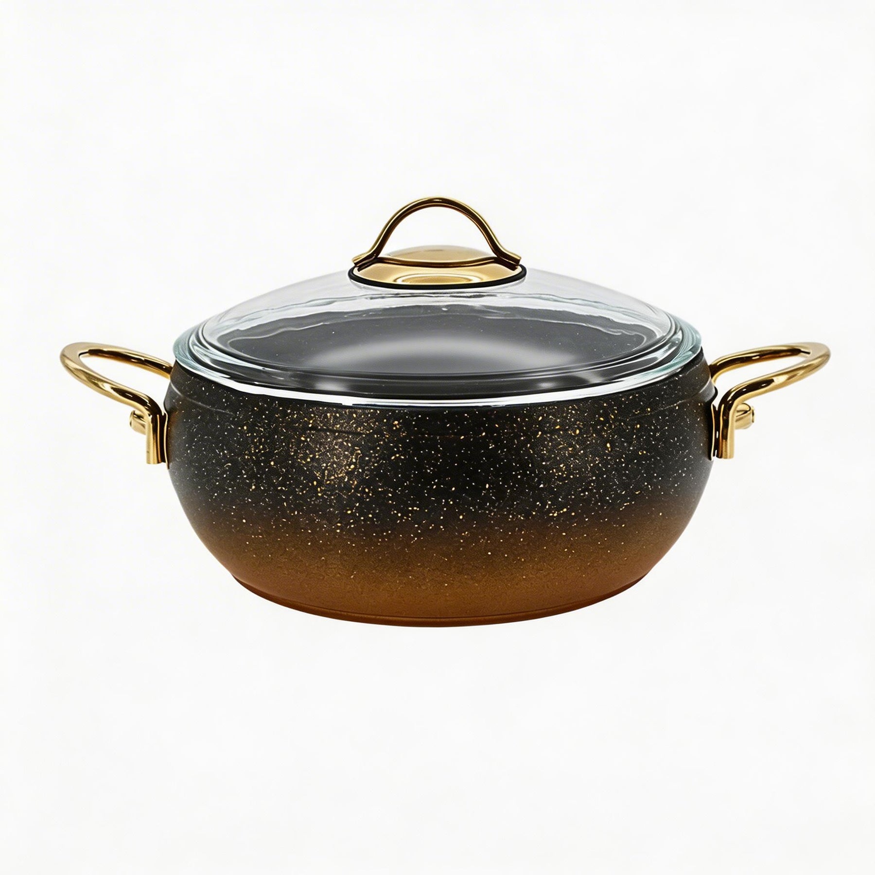 Lavonni 22CM Black-Gold Granite Deep Pot Rounded
