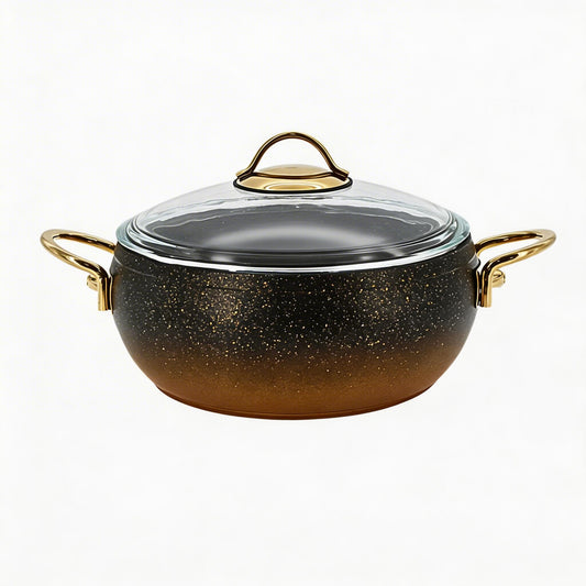 Lavonni 22CM Black-Gold Granite Deep Pot Rounded