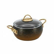Lavonni 7"-18cm Black-Gold Granite Deep Pot Rounded