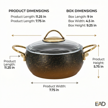Lavonni 7"-18cm Black-Gold Granite Deep Pot Rounded