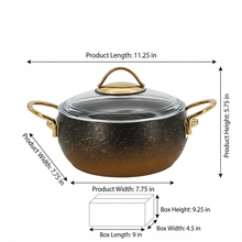 Lavonni 7"-18cm Black-Gold Granite Deep Pot Rounded