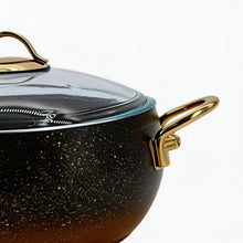 Lavonni 24CM Black-Gold Granite Deep Pot Rounded