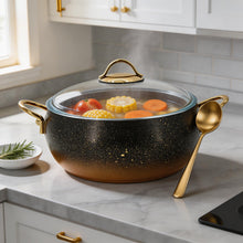 Lavonni 24CM Black-Gold Granite Deep Pot Rounded