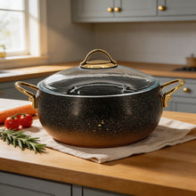 Lavonni 24CM Black-Gold Granite Deep Pot Rounded