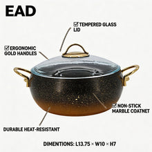 Lavonni 24CM Black-Gold Granite Deep Pot Rounded
