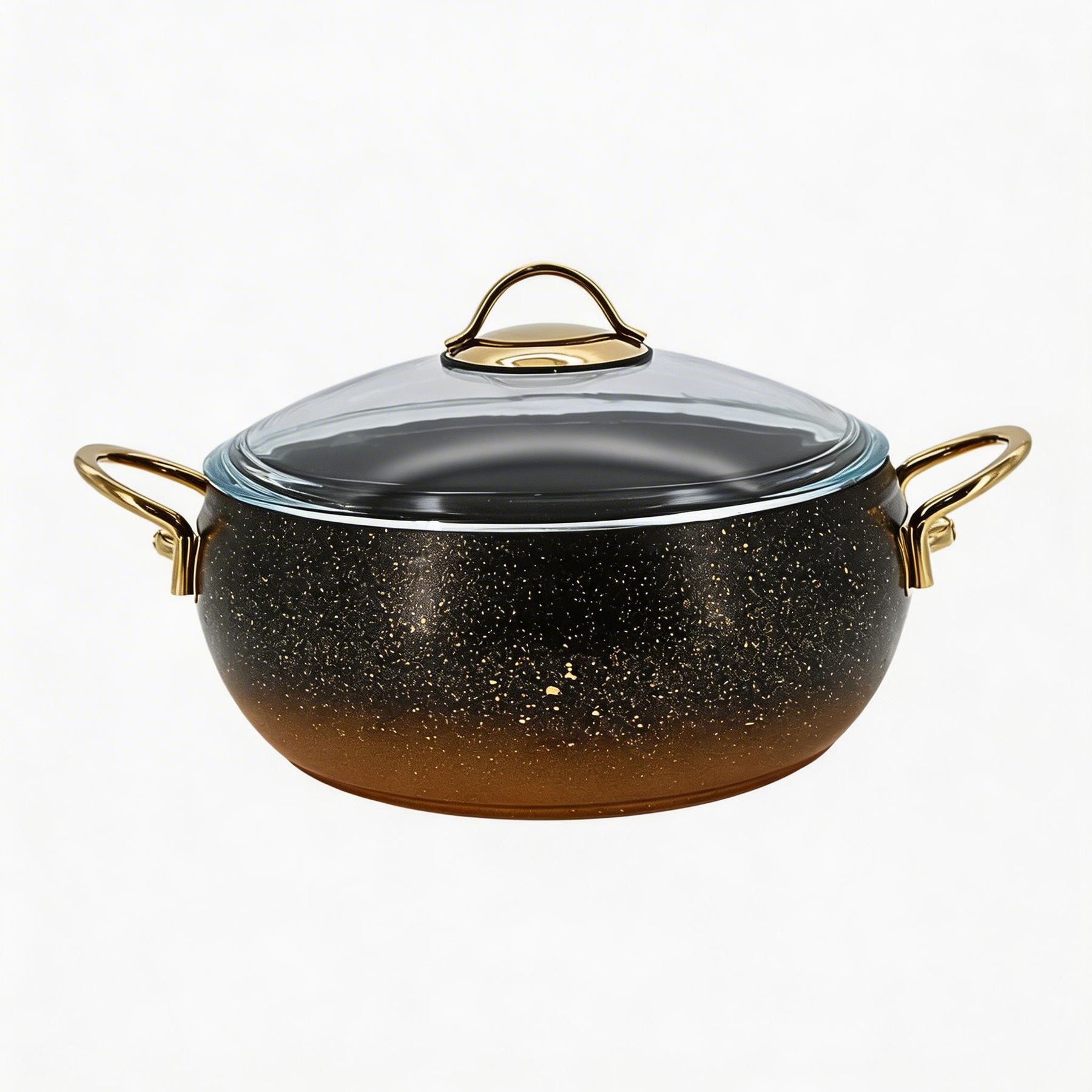 Lavonni 24CM Black-Gold Granite Deep Pot Rounded