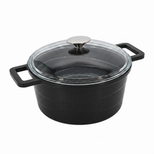 Lavonni 9.5" - 24cm Black Cast Iron Deep Pot Clear-Lid