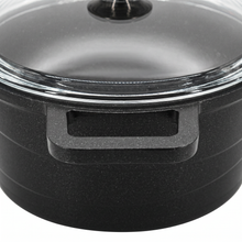 Lavonni 9.5" - 24cm Black Cast Iron Deep Pot Clear-Lid