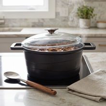 Lavonni 9.5" - 24cm Black Cast Iron Deep Pot Clear-Lid