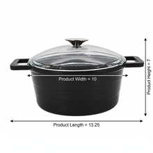 Lavonni 9.5" - 24cm Black Cast Iron Deep Pot Clear-Lid