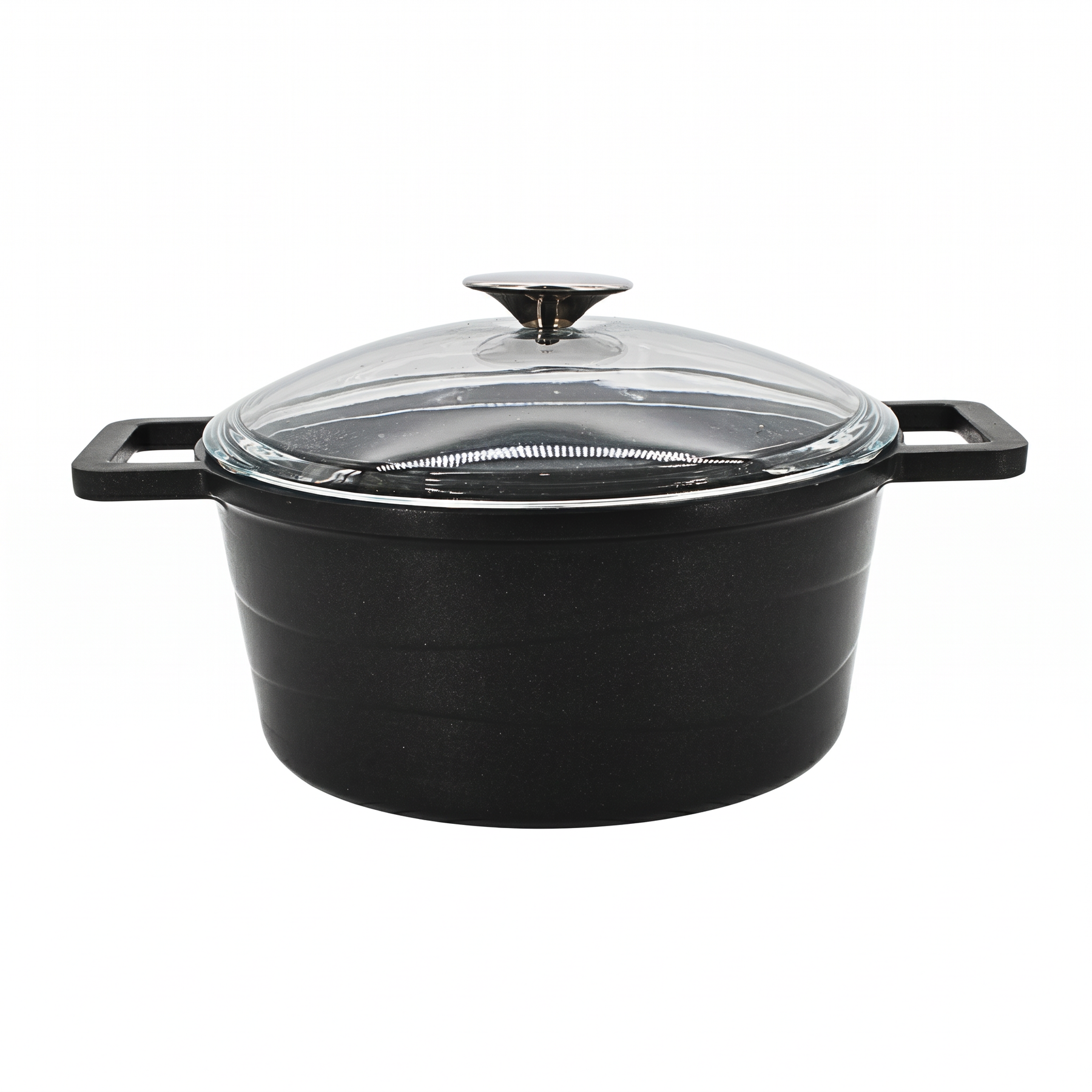 Lavonni 9.5" - 24cm Black Cast Iron Deep Pot Clear-Lid