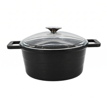 Lavonni 9.5" - 24cm Black Cast Iron Deep Pot Clear-Lid