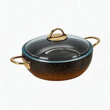 Lavonni 9'5"- 24cm Black-Gold Granite Low Pot Rounded