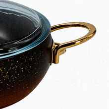 Lavonni 9'5"- 24cm Black-Gold Granite Low Pot Rounded