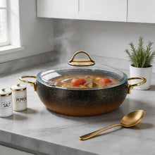 Lavonni 9'5"- 24cm Black-Gold Granite Low Pot Rounded