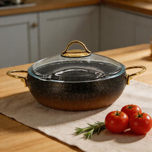 Lavonni 9'5"- 24cm Black-Gold Granite Low Pot Rounded