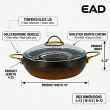 Lavonni 9'5"- 24cm Black-Gold Granite Low Pot Rounded