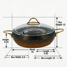 Lavonni 9'5"- 24cm Black-Gold Granite Low Pot Rounded