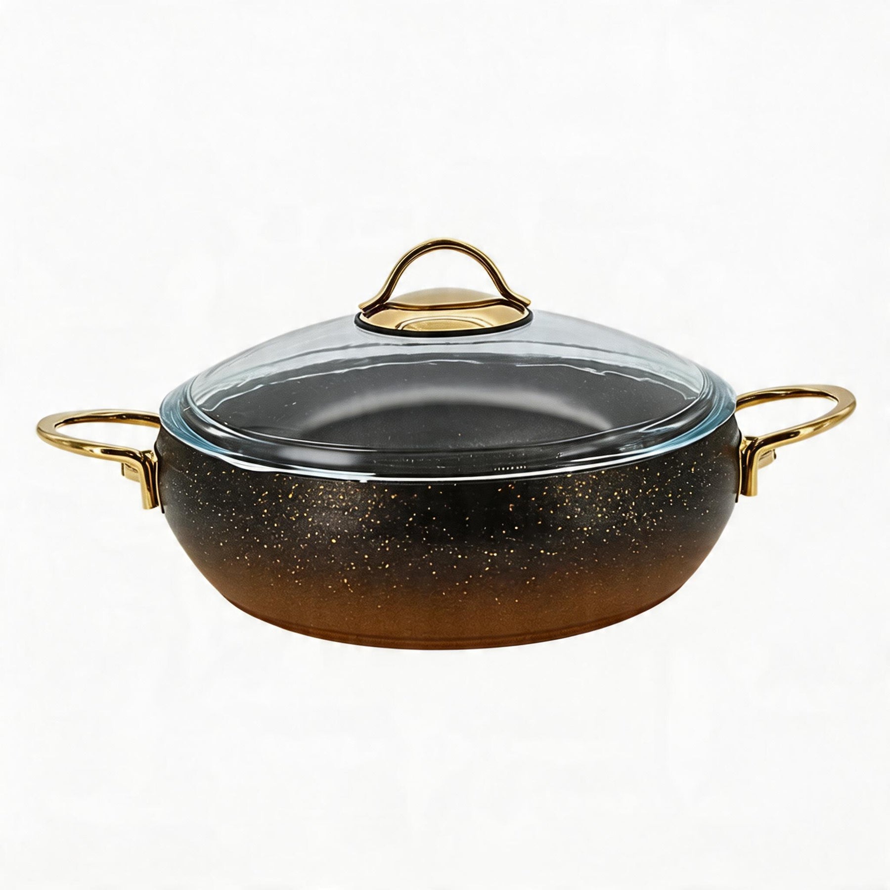 Lavonni 9'5"- 24cm Black-Gold Granite Low Pot Rounded