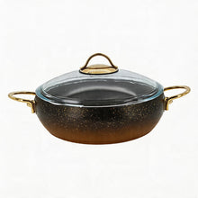 Lavonni 9'5"- 24cm Black-Gold Granite Low Pot Rounded