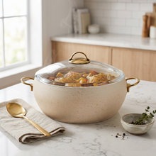 Lavonni 12"-30cm Beige Granite Deep Pot Rounded