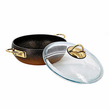 Lavonni 26CM Black-Gold Granite Low Pot Rounded