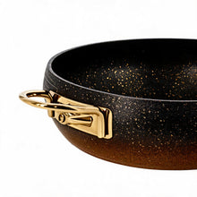 Lavonni 26CM Black-Gold Granite Low Pot Rounded