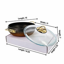 Lavonni 26CM Black-Gold Granite Low Pot Rounded