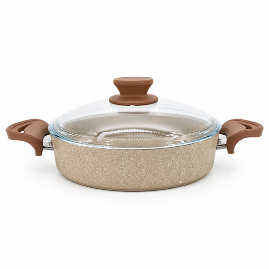 Lavonni 24CM Beige Granite Low Pot Traditional