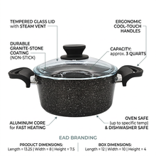 Lavonni 8" - 20cm Black Granite Deep Pot Traditional