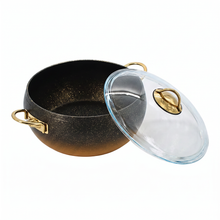 Lavonni 28CM Black-Gold Granite Deep Pot Rounded